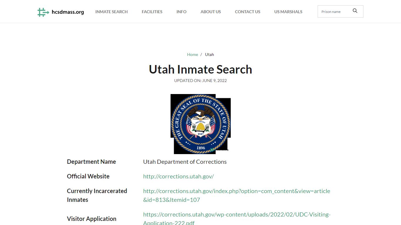 Utah Inmate Search – Utah Department of Corrections ...